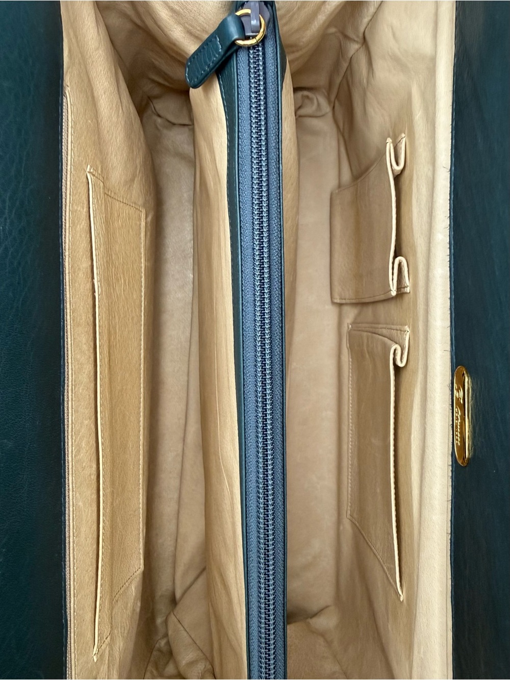 🗼CÉLENCEE GINZA Blue Green / Grey Touch Exotic OSTRICH Loom Bag • Made in JAPAN - Picture 15 of 16